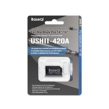 Imagem de BASEQI UHS-II Adaptador microSD de alumínio para MacBook Pro 2021 M1 de 14 polegadas e 16 polegadas (preto espacial, adaptador)