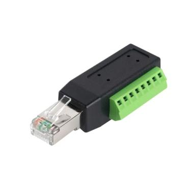Imagem de Poyiccot Conector de terminal de parafuso RJ45, 90 graus RJ45 macho para adaptador de terminal de parafuso de 8 pinos, placa de breakout/rede RJ45 conector de bloco conversor Ethernet RJ45 para rede