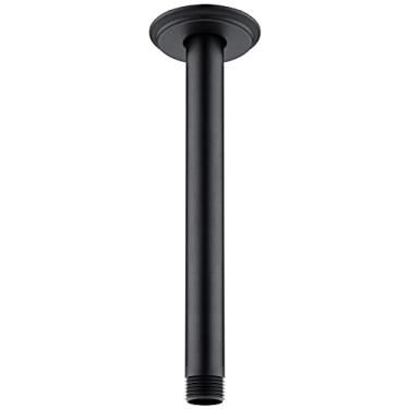 Imagem de Anpean Braço de chuveiro de 20 cm e flange preto fosco, braço de chuveiro montado no teto para chuveiro de chuva