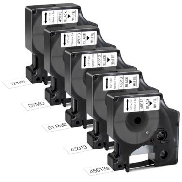 Imagem de BEYONDTEK Cartucho de etiquetador Work for Dymo D1 45013 1/5.1 cm com refis de etiquetadora D1 45013s 12 mm x 3 m preto sobre branco para Dymo LabelManager 160 refil 280 210D 360D 420P PnP 220P 260P