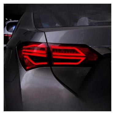 Imagem de Estilo de carro compatível com Toyota Corolla Altis Luz traseira 2014-2017 Corolla Lâmpada traseira LED Sinal DRL Freio reverso acessórios automotivos(Black Left and right)