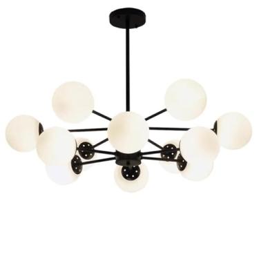 Imagem de TONGQIC Lustre Sputnik moderno de 12 luzes, lustres de teto dourados de meados do século, luminária pendente ajustável de altura do ramo para cozinha ilha sala de jantar