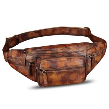 Imagem de Pochete de couro genuíno para mulheres e homens, vintage, feita à mão, bolsa de cintura, mochila, bolsa transversal, Multicor, 13.18 x 5.51 x 3.14 inches, Bolsa de cintura, bolsa tiracolo