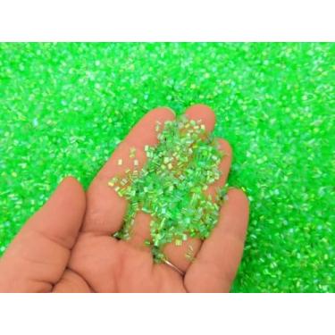 Imagem de Zoe Creative Miçangas neon fluorescentes brilhantes brilhantes neon crocantes para slime crocante (RFS), contas de palha iridescentes, glitter 3D, fornecimento de geleca (verde neon, saco de 100