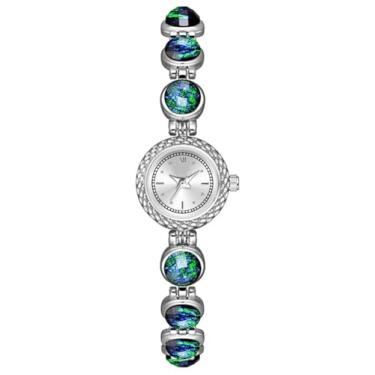 Imagem de ADSBIAOYE Relógios femininos de luxo vintage cristal pulseira diamante relógio feminino moda vestido quartzo relógio de pulso aço inoxidável relógio de presente à prova d'água, Prata, Decoração