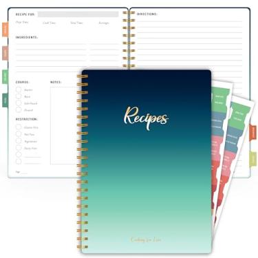 Imagem de meDolove Livro de receitas para escrever em suas próprias receitas, diário de receitas, livro de receitas em branco, 14 x 21,6 cm, caderno de receitas para organizar suas receitas para a cozinha