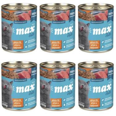 Imagem de Ração Úmida Max Cat Lata Gatos Adulto Atum Sardinha 280g 6un - Max Tot