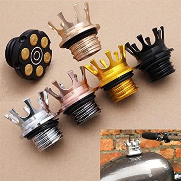 Imagem de Tampa de combustível para motocicleta tampa de gás estilo coroa rei tampa de tanque de combustível para Sportster 883 1200 Road King Dyna FLST 1996-18 Softail (preto)