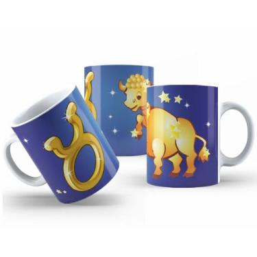Imagem de Caneca de Cerâmica com Design Astrológico Dourado 325ml - Mecolour