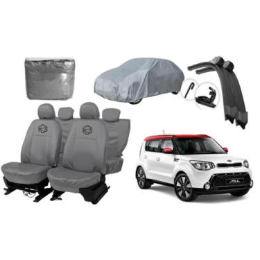 Imagem de Jogo capa couro cinza Soul 08-13 + capa cobrir + limpador 3 em 1 - aer