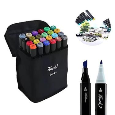 Imagem de Kit de Marcadores Coloridos Ponta Dupla 24 Cores  Qualidade Premium - 