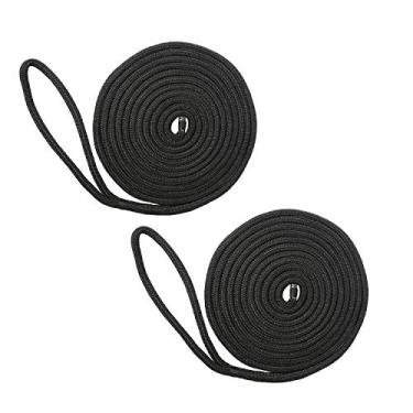 Imagem de NovelBee Pacote com 2 anéis de nylon trançado duplo de 1,9 cm x 63,5 cm, linha de ancoragem de corda com olhos macios emendados, Preto