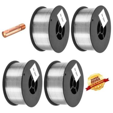 Imagem de Kit Mig - 4 Arames Solda Mig S/ Gás 0,8mm Galzer + 1 Bico de Contato 0