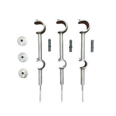 Imagem de Kit 3 Suportes Alongado Duplo Para Varão Alumínio 28/19mm - ART DECORA
