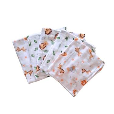 Imagem de Fralda de Pano para Bebê Kit c/5 un Luxo c/ Bainha Estampada - Incomfr