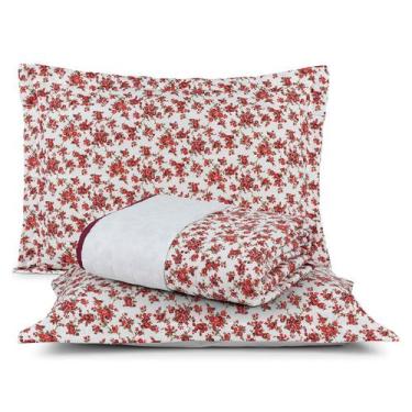 Imagem de Cobre Leito Colcha Casal Queen Fascinio Percal 200 Fios Algodão 03 Peç