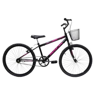 Imagem de Bicicleta Aro 24 Bike Sem Marcha Feminina Saidx Premium Freio V-Brake Com Cesta (Preto e Rosa)