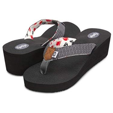 Imagem de Floopi Sandálias de salto alto para mulheres, tapete de ioga confortável para suporte, plataformas de dedo para o verão, Cinza A, 35