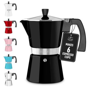 Imagem de Cafeteira Zulay Moka Pot - à prova de vazamento, aço inoxidável, fácil de limpar, alça e botão resistentes ao calor - para café expresso autêntico estilo cubano e italiano - Faz 6 xícaras de café