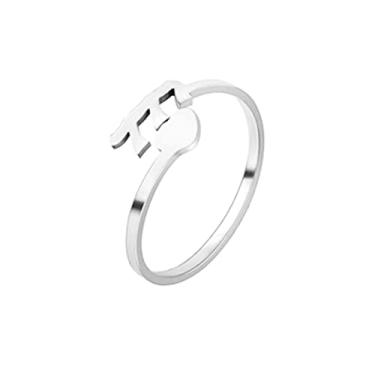 Imagem de COLORFUL BLING Anel delicado de ouro/prata amor coração anjo da sorte anel ajustável aliança de casamento aniversário anéis de compromisso para mulheres amizade bonito numerologia joias, Metal,