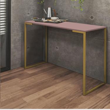 Imagem de Aparador Buffet 90cm Stan Industrial Office Cantinho do Café Ferro Dourado mdf Rose - Ahz Móveis