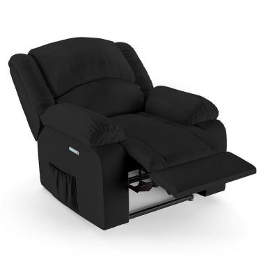 Imagem de Poltrona Do Papai Reclinável Pietra Elétrica Led Massagem Fh9 Pu Preto - Mpozenato