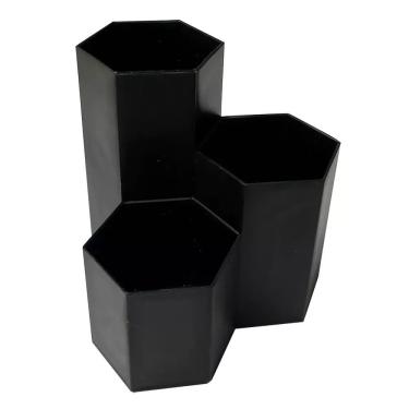 Imagem de Porta Lápis 3 Nichos Preto Office Basics