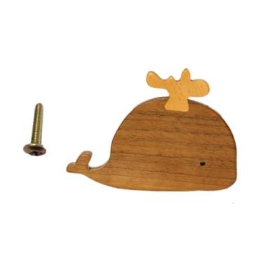 Imagem de WeiLaiKeQi Armário de animal cômoda puxar maçaneta de baleia decorativa fofa com punhal de cômoda para rosca para o armário do quarto de crianças, À Direita 9x6.6cm
