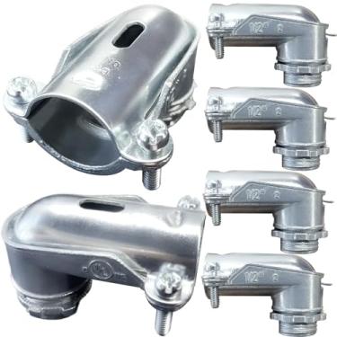 Imagem de 6 peças de conectores de compressão de 90°, fundição de zinco, conduíte de metal flexível de 1/2 polegada (1/2)