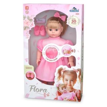 Imagem de Boneca Flora Fala 30 Frases 50cm Adijomar