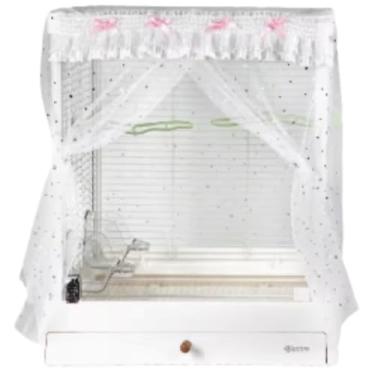 Imagem de Gaiola de pássaro, capa de saia de malha elástica para gaiolas quadradas redondas, capa de rede de malha de nylon papagaio transparente e respirável, protetor de sementes gaiola de animais de