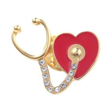Imagem de Moda série médica metal esmalte broche estetoscópio masculino feminino