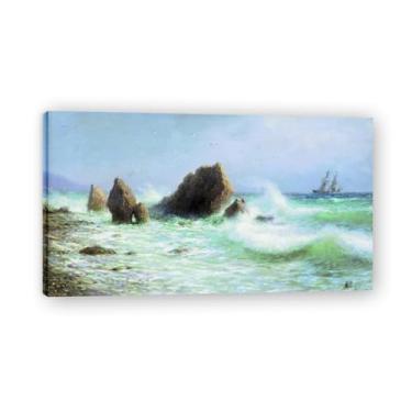 Imagem de Impressões em tela famosas. "Paisagem 35.6 cm por Lev Lagorio, Reproduções de arte clássicas, decoração de parede moderna para sala de estar escritório. Moldura interna 30x55cm-11.8x21.6in