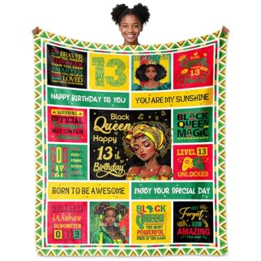 Imagem de OAKZIUE Presentes de aniversário de 13 anos para meninas, adolescentes, afro-americanas, negras, presentes de aniversário de 13 anos, 152 x 127 cm, ideias de presente para meninas de 13 anos, presente