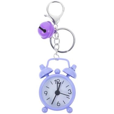 Imagem de NICERIO Relógio despertador chaveiro - mini relógio de bolso chaveiro de quartzo relógio de bolso chaveiro relógio de bolso chaveiro relógio pendurado, Purple