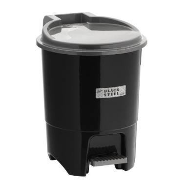 Imagem de Lixeira 12,5 Litros Modelo Black Steel Com Pedal - Plasmont