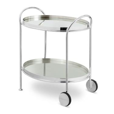 Imagem de Carrinho Fiocco Oval Prata Pequeno com 2 espelhos - St James