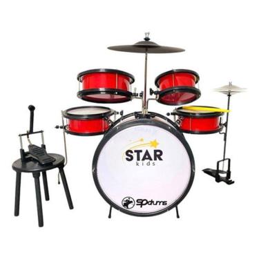 Imagem de Bateria Infantil Profissional Chimbal Star Kids - Vermelho