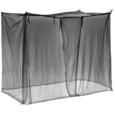 Imagem de Mindsoft Mosquiteiro de 4 cantos para mosquiteiros para camas, rede de dossel de cama, cortinas retangulares para cama, acampamento, casa, viagens ao ar livre (preto, C 190 x L90 x A 159 centímetros