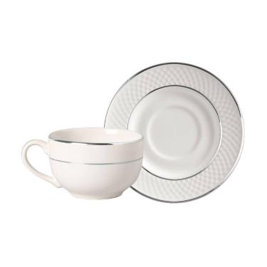 Imagem de Conjunto com 6 Xícaras de Chá com Pires Relevo Silver 250ml