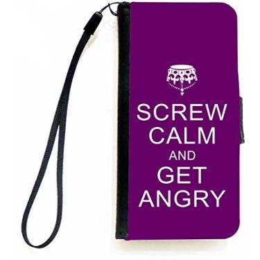 Imagem de Rikki Knight Capa carteira flip Screw Calm and Get Angry Purple com aba magnética para Apple iPhone 5c