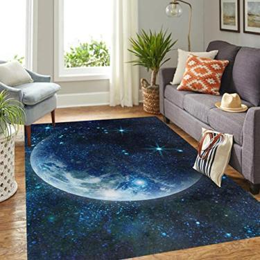 Imagem de Ocervd Tapete Galaxy Moon Area 1.5x2.4 m/60x96in/152x240 cm, planeta Terra no espaço, tapete para sala de estar, jantar, dormitório, quarto, decoração de casa