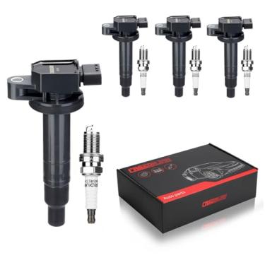 Imagem de CASEONJAN Pacote de bobinas de ignição UF316 e velas de ignição irídio, compatível com Scion Toyota XA XB Yaris Echo Prius Camry - L4 1,5L substitui 90919-02240 UF316, conjunto de 4