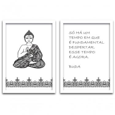 Imagem de Conjunto Quadros 2pçs 40X60 Buda Moldura Branca Fundo Branco