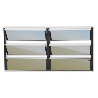 Imagem de Janela De Aluminio Basculante 2 Seções Plus Vidro Reflex 60cm X 150cm Brimak Mix Preto