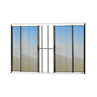 Imagem de Janela Confort 4 Folhas Com Grade Vidro Reflex 100cm X 100cm Brimak Mix Preto