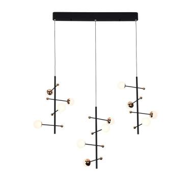 Imagem de Pendente Alumínio/acrílico 45x32cm Fuxico Bella Iluminação Nude/preto/branco