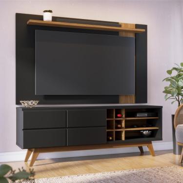 Imagem de Rack E Painel Para Tv 70 Polegadas Igor Preto Fosco Noce Milano