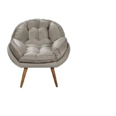 Imagem de Poltrona Decorativa Califórnia Em Tecido Suede Pés Madeira