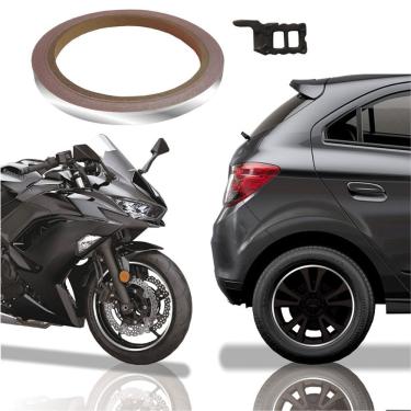 Imagem de Friso De Roda Adesivo Refletivo Carro E Moto Honda Yamaha Suzuki Prata Prata
